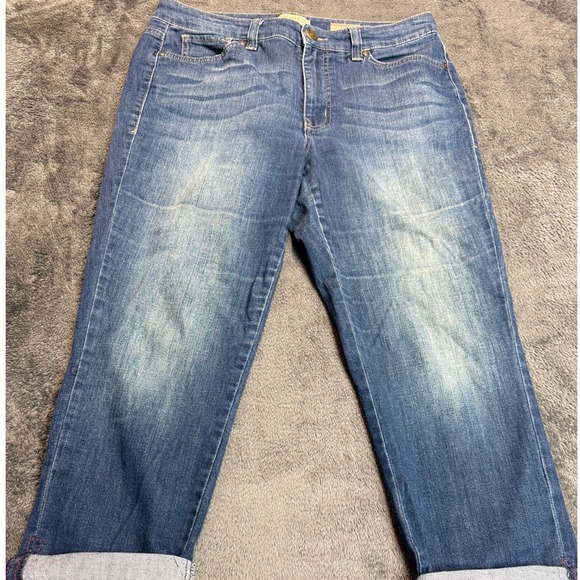 Jordan BOHO Crop Blue Denim Jeans Women's Size 10 Medium Wash Cuffed Hem Casual - Picture 1 of 14